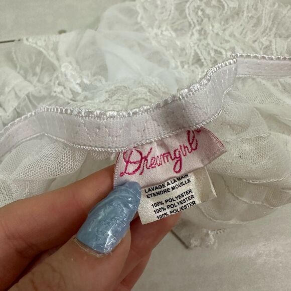 Vintage Dreamgirl White Ruffle Sexy Bow Bloomer Hot Shorts Lingerie 1x/2x - Picture 3 of 7